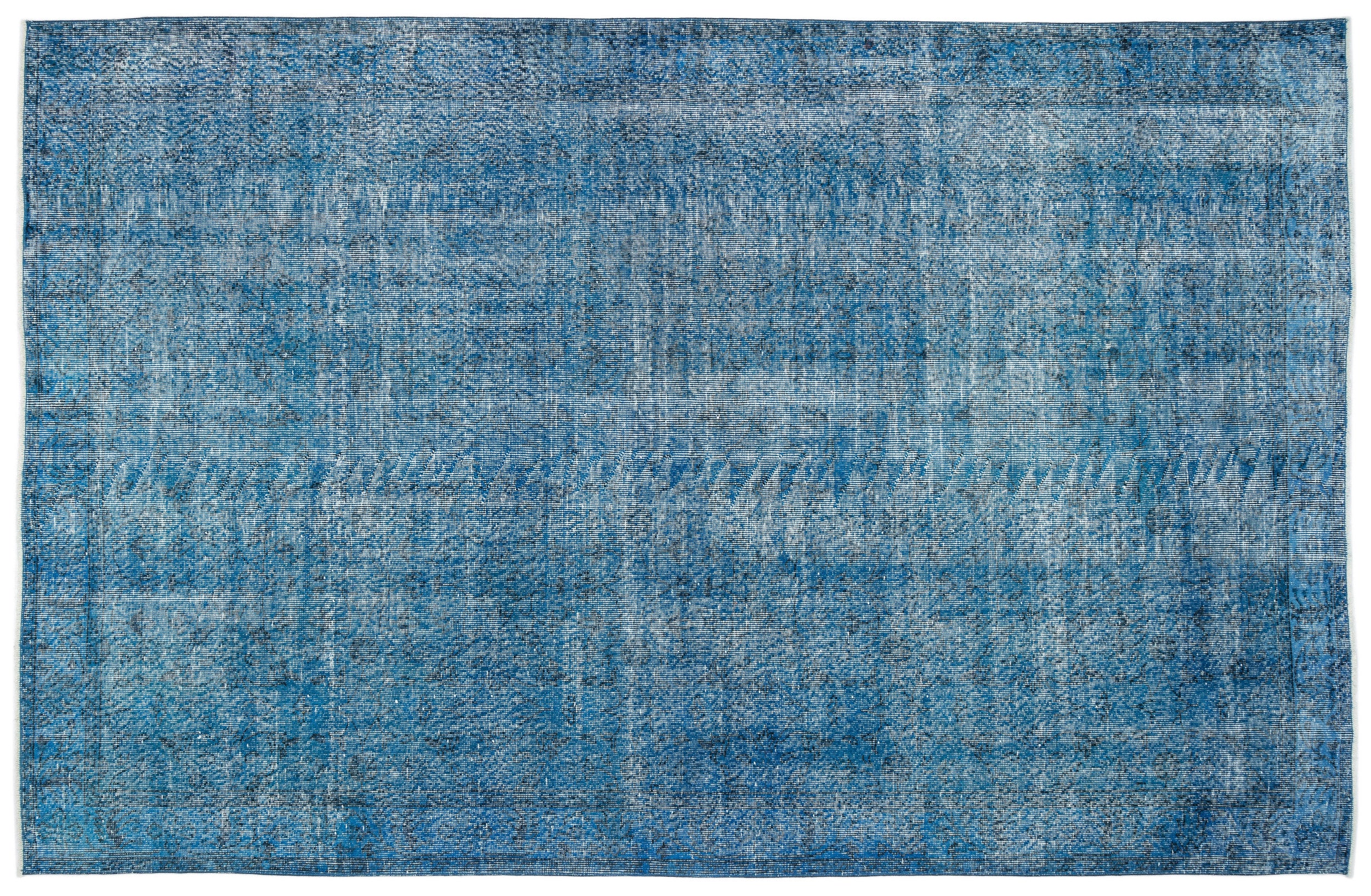 Turquoise  Over Dyed Vintage Rug 6'6'' x 10'4'' ft 199 x 314 cm