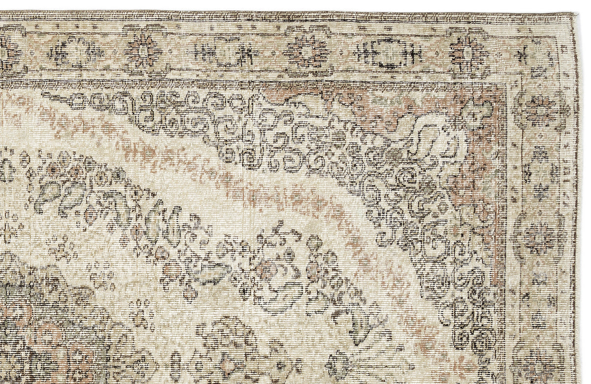 Beige Over Dyed Vintage Rug 5&#39;8&#39;&#39; x 9&#39;5&#39;&#39; ft 172 x 286 cm