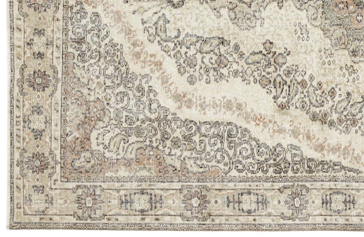 Beige Over Dyed Vintage Rug 5&#39;8&#39;&#39; x 9&#39;5&#39;&#39; ft 172 x 286 cm