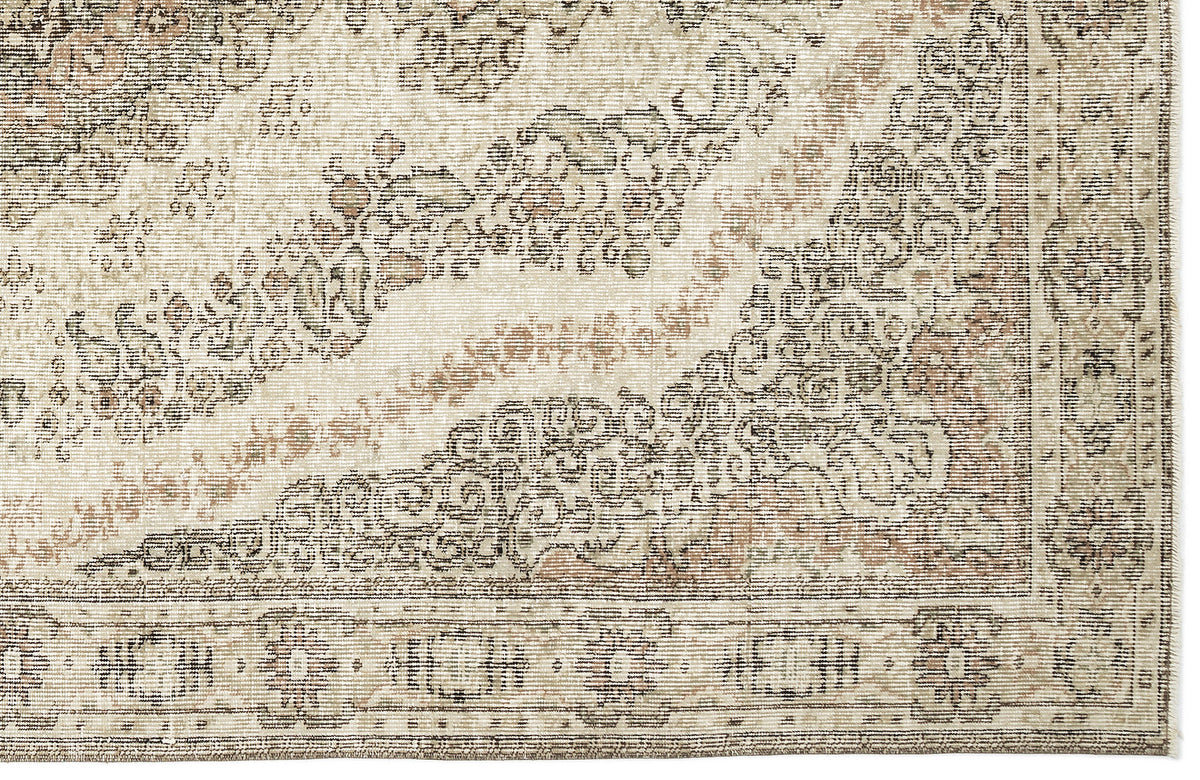 Beige Over Dyed Vintage Rug 5&#39;8&#39;&#39; x 9&#39;5&#39;&#39; ft 172 x 286 cm