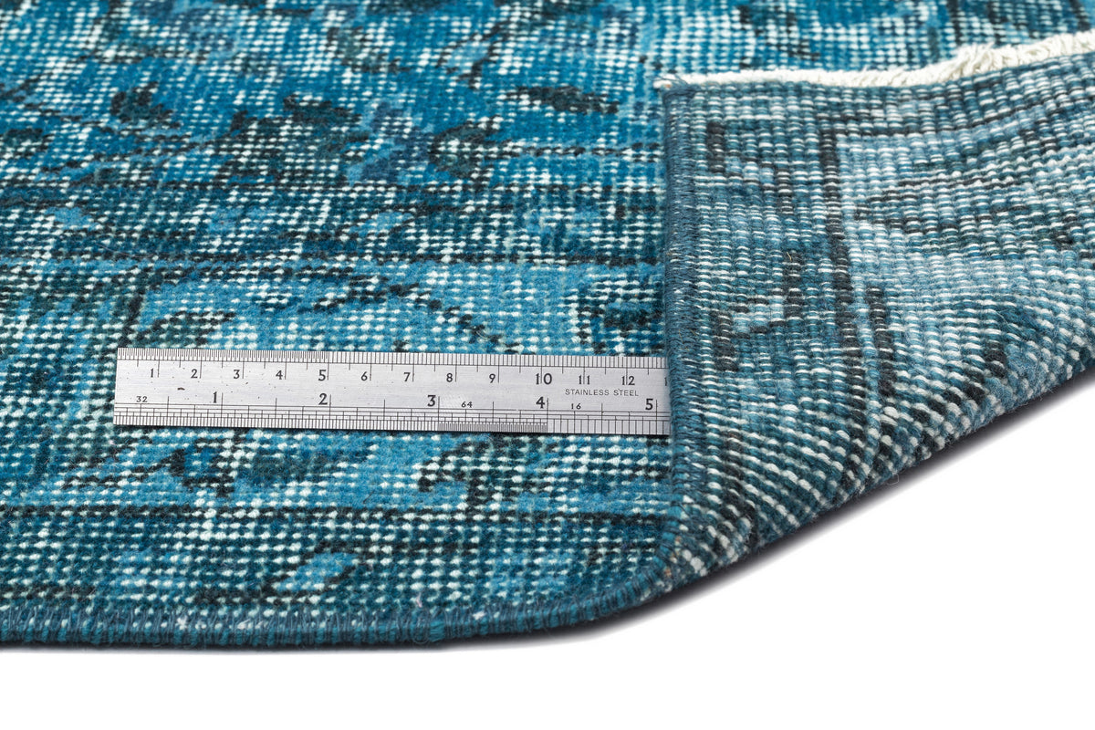 Turquoise  Over Dyed Vintage Rug 4&#39;11&#39;&#39; x 9&#39;3&#39;&#39; ft 150 x 282 cm