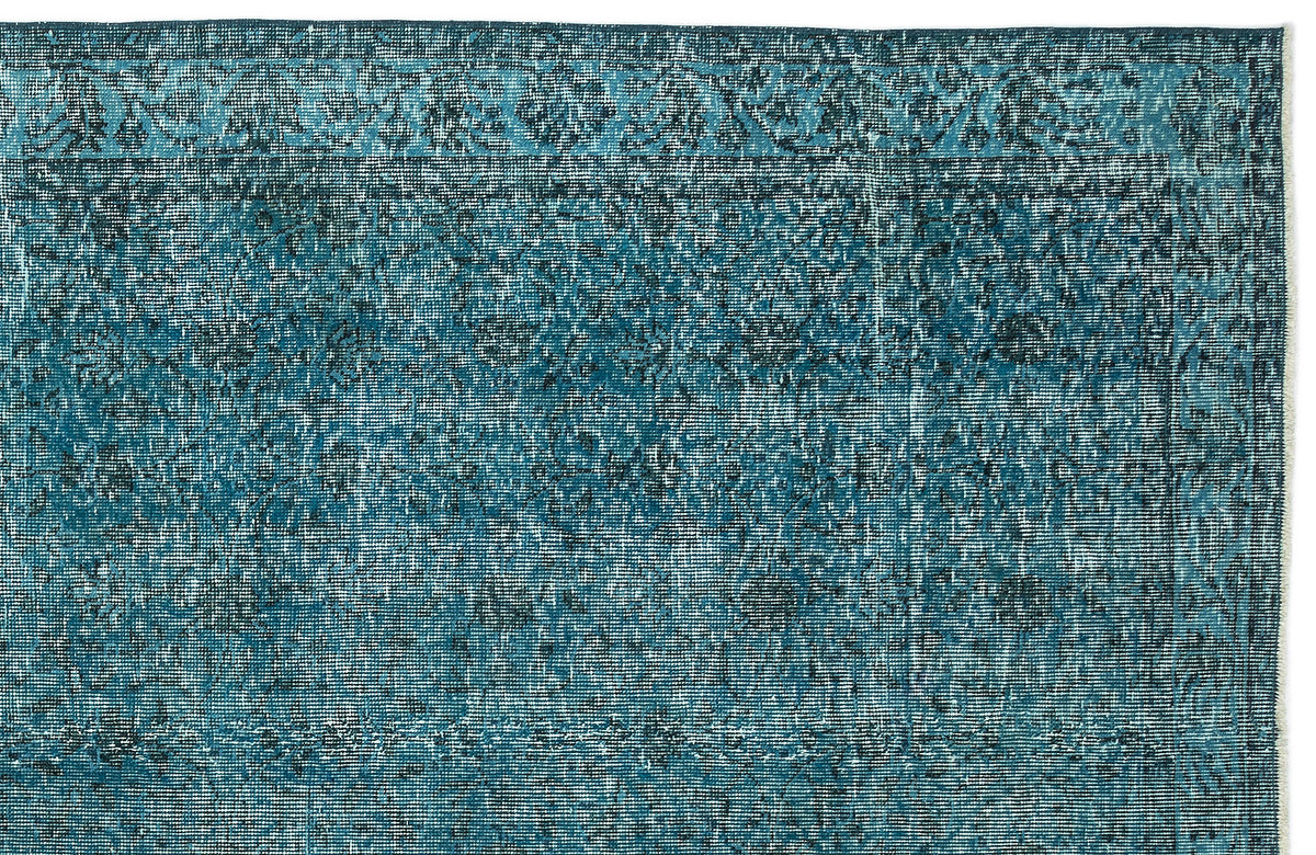 Turquoise  Over Dyed Vintage Rug 4&#39;11&#39;&#39; x 9&#39;3&#39;&#39; ft 150 x 282 cm