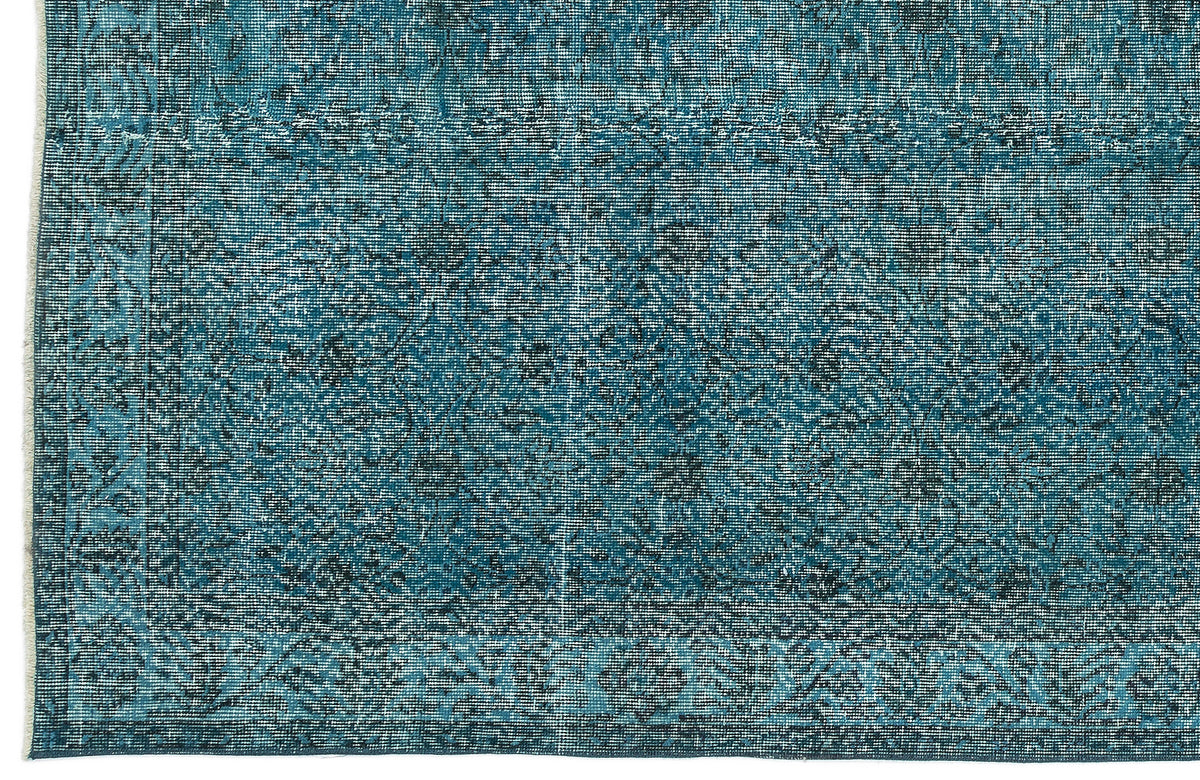 Turquoise  Over Dyed Vintage Rug 4&#39;11&#39;&#39; x 9&#39;3&#39;&#39; ft 150 x 282 cm