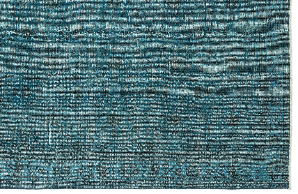 Turquoise  Over Dyed Vintage Rug 4'11'' x 9'3'' ft 150 x 282 cm