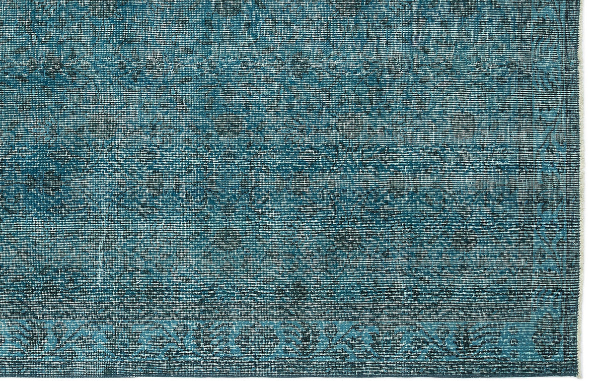 Turquoise  Over Dyed Vintage Rug 4&#39;11&#39;&#39; x 9&#39;3&#39;&#39; ft 150 x 282 cm