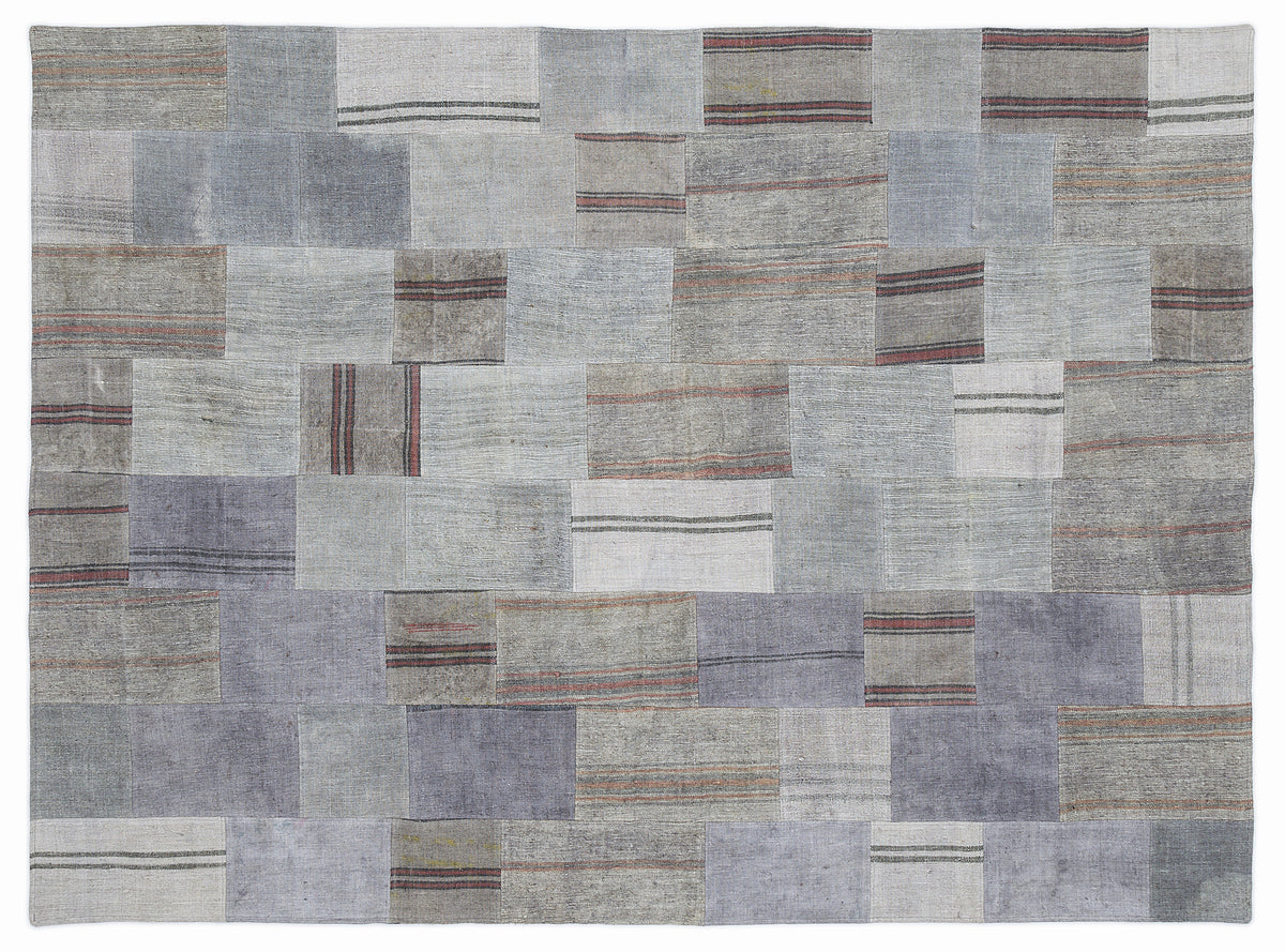 Striped Over Dyed Kilim Patchwork Unique Rug 5&#39;3&#39;&#39; x 7&#39;7&#39;&#39; ft 160 x 230 cm