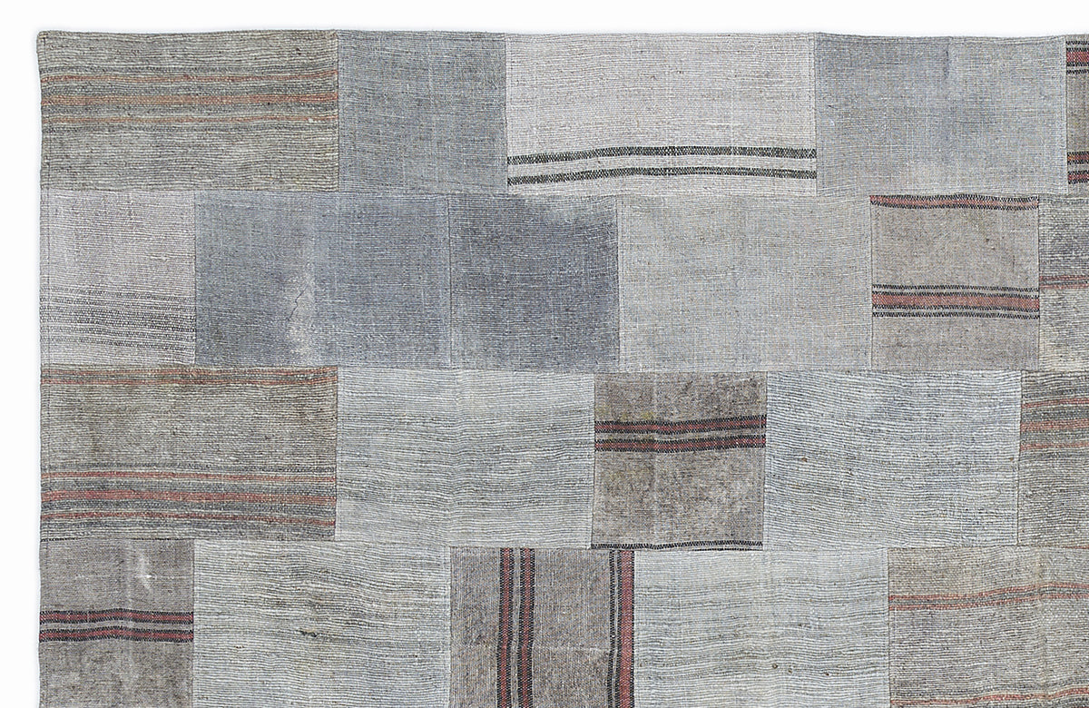 Striped Over Dyed Kilim Patchwork Unique Rug 5&#39;3&#39;&#39; x 7&#39;7&#39;&#39; ft 160 x 230 cm