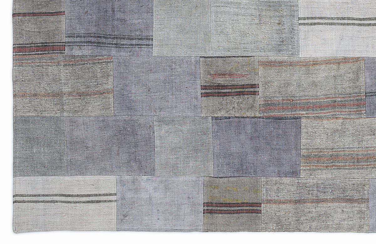 Striped Over Dyed Kilim Patchwork Unique Rug 5&#39;3&#39;&#39; x 7&#39;7&#39;&#39; ft 160 x 230 cm