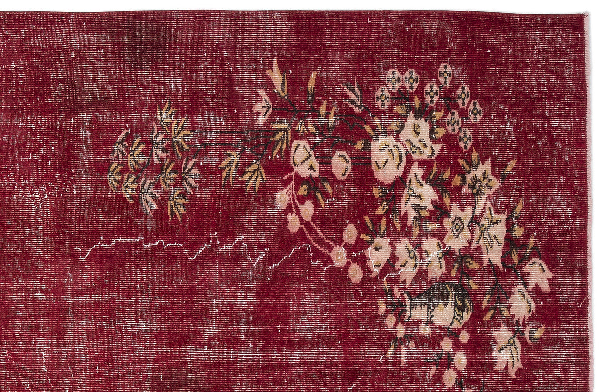 Red Over Dyed Vintage Rug 5&#39;10&#39;&#39; x 7&#39;12&#39;&#39; ft 178 x 243 cm