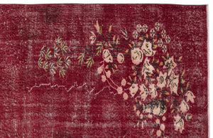Red Over Dyed Vintage Rug 5'10'' x 7'12'' ft 178 x 243 cm