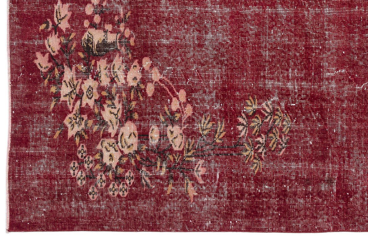 Red Over Dyed Vintage Rug 5&#39;10&#39;&#39; x 7&#39;12&#39;&#39; ft 178 x 243 cm