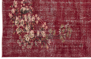 Red Over Dyed Vintage Rug 5'10'' x 7'12'' ft 178 x 243 cm