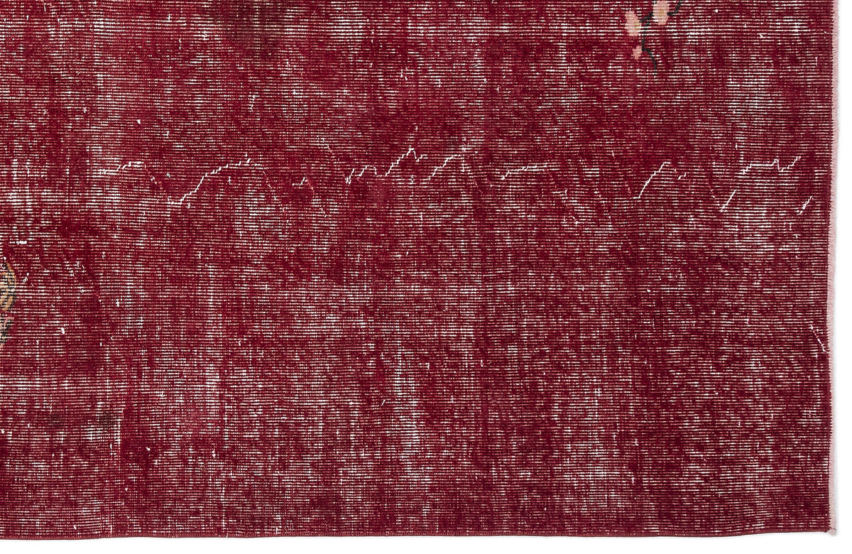 Red Over Dyed Vintage Rug 5&#39;10&#39;&#39; x 7&#39;12&#39;&#39; ft 178 x 243 cm
