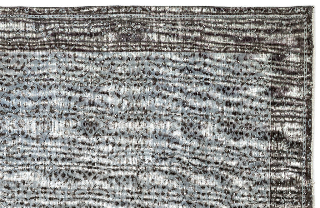 Blue Over Dyed Vintage Rug 4'11'' x 8'11'' ft 149 x 271 cm