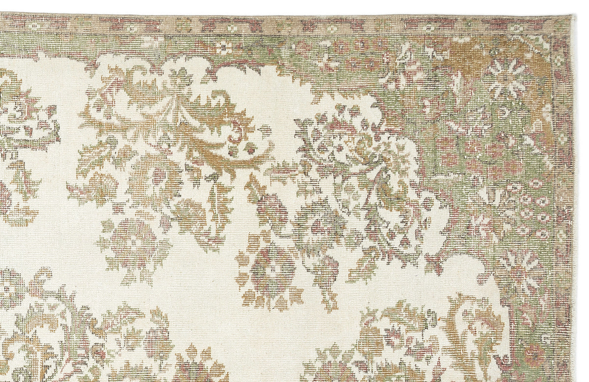 Beige Over Dyed Vintage Rug 6&#39;4&#39;&#39; x 10&#39;2&#39;&#39; ft 192 x 310 cm