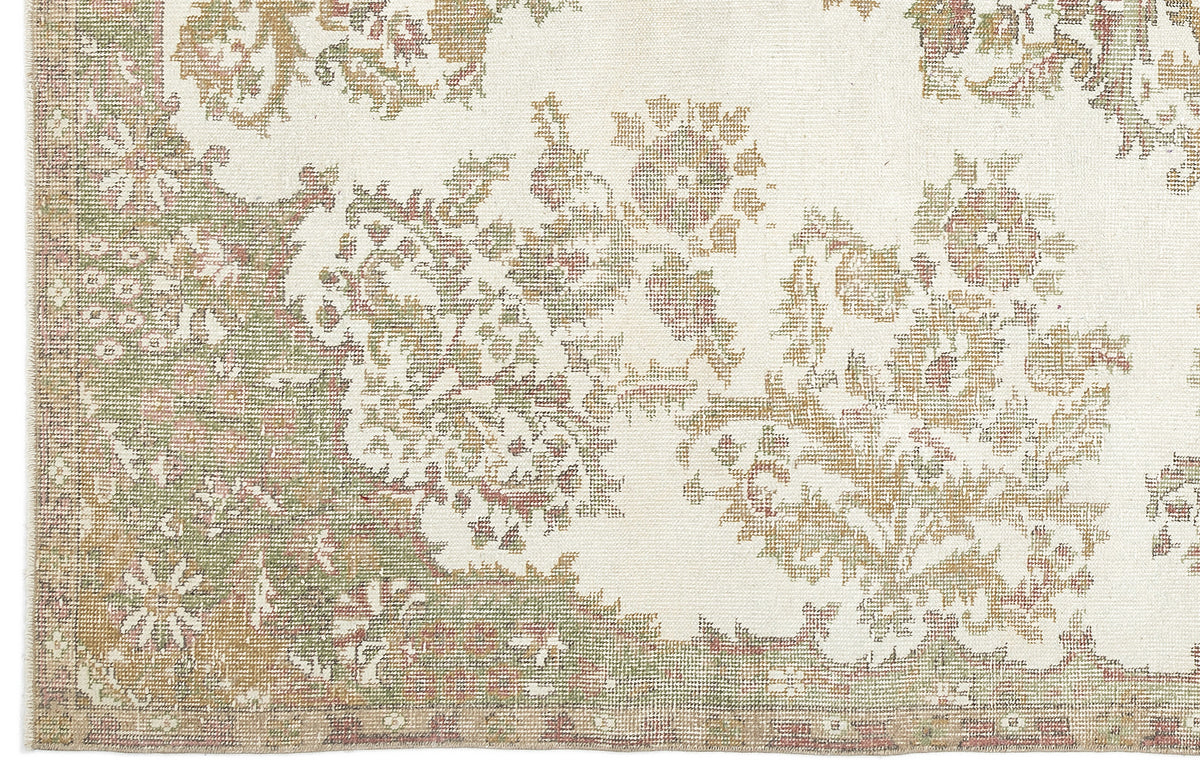 Beige Over Dyed Vintage Rug 6&#39;4&#39;&#39; x 10&#39;2&#39;&#39; ft 192 x 310 cm