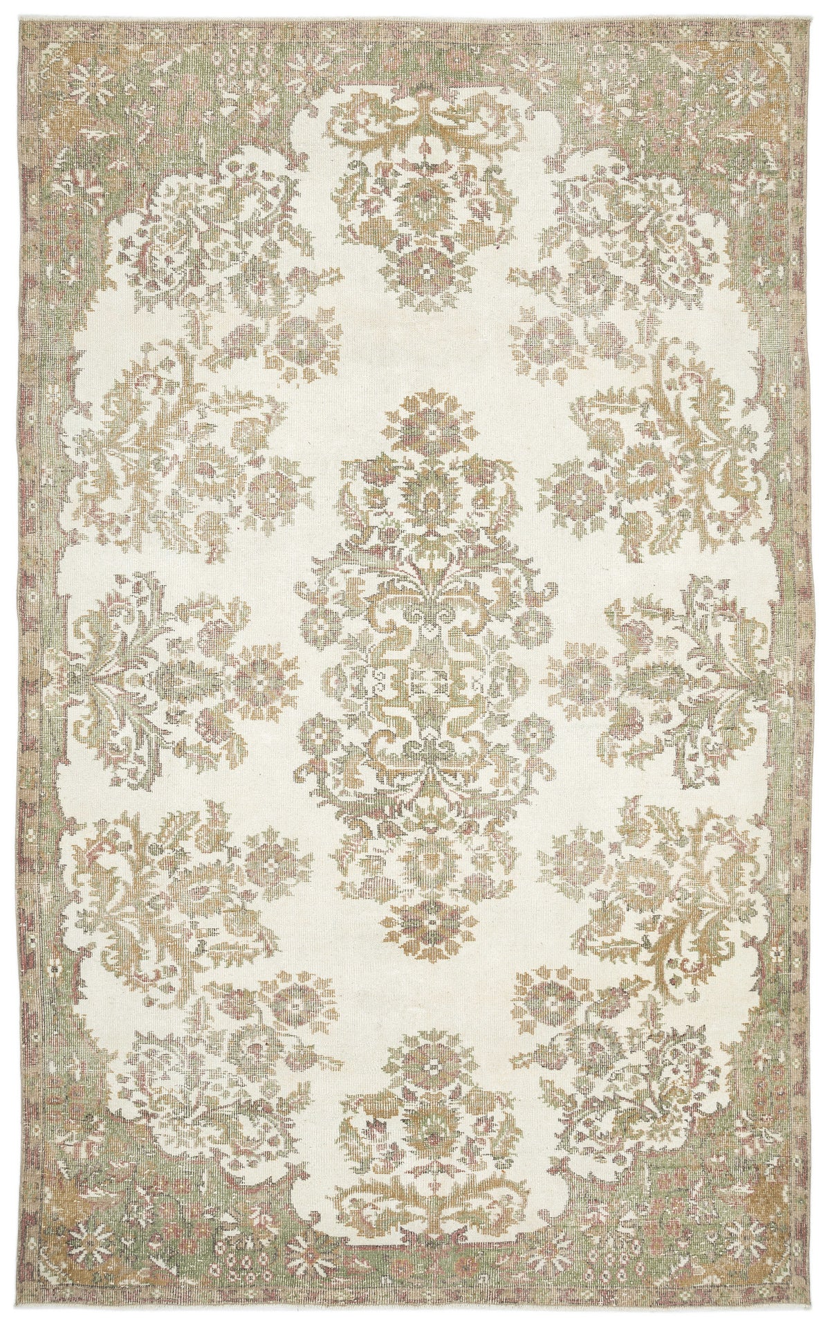 Beige Over Dyed Vintage Rug 6&#39;4&#39;&#39; x 10&#39;2&#39;&#39; ft 192 x 310 cm