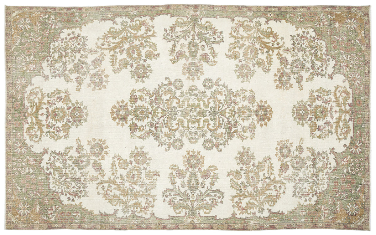 Beige Over Dyed Vintage Rug 6&#39;4&#39;&#39; x 10&#39;2&#39;&#39; ft 192 x 310 cm