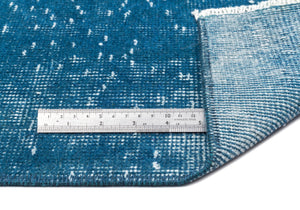 Turquoise  Over Dyed Vintage Rug 4'11'' x 9'1'' ft 149 x 277 cm