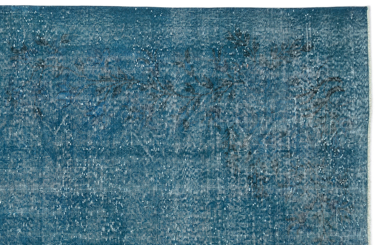 Turquoise  Over Dyed Vintage Rug 4&#39;11&#39;&#39; x 9&#39;1&#39;&#39; ft 149 x 277 cm