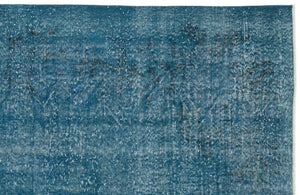 Turquoise  Over Dyed Vintage Rug 4'11'' x 9'1'' ft 149 x 277 cm