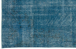 Turquoise  Over Dyed Vintage Rug 4'11'' x 9'1'' ft 149 x 277 cm