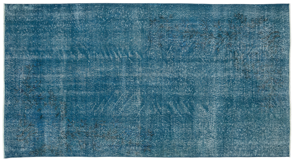 Turquoise  Over Dyed Vintage Rug 4&#39;11&#39;&#39; x 9&#39;1&#39;&#39; ft 149 x 277 cm