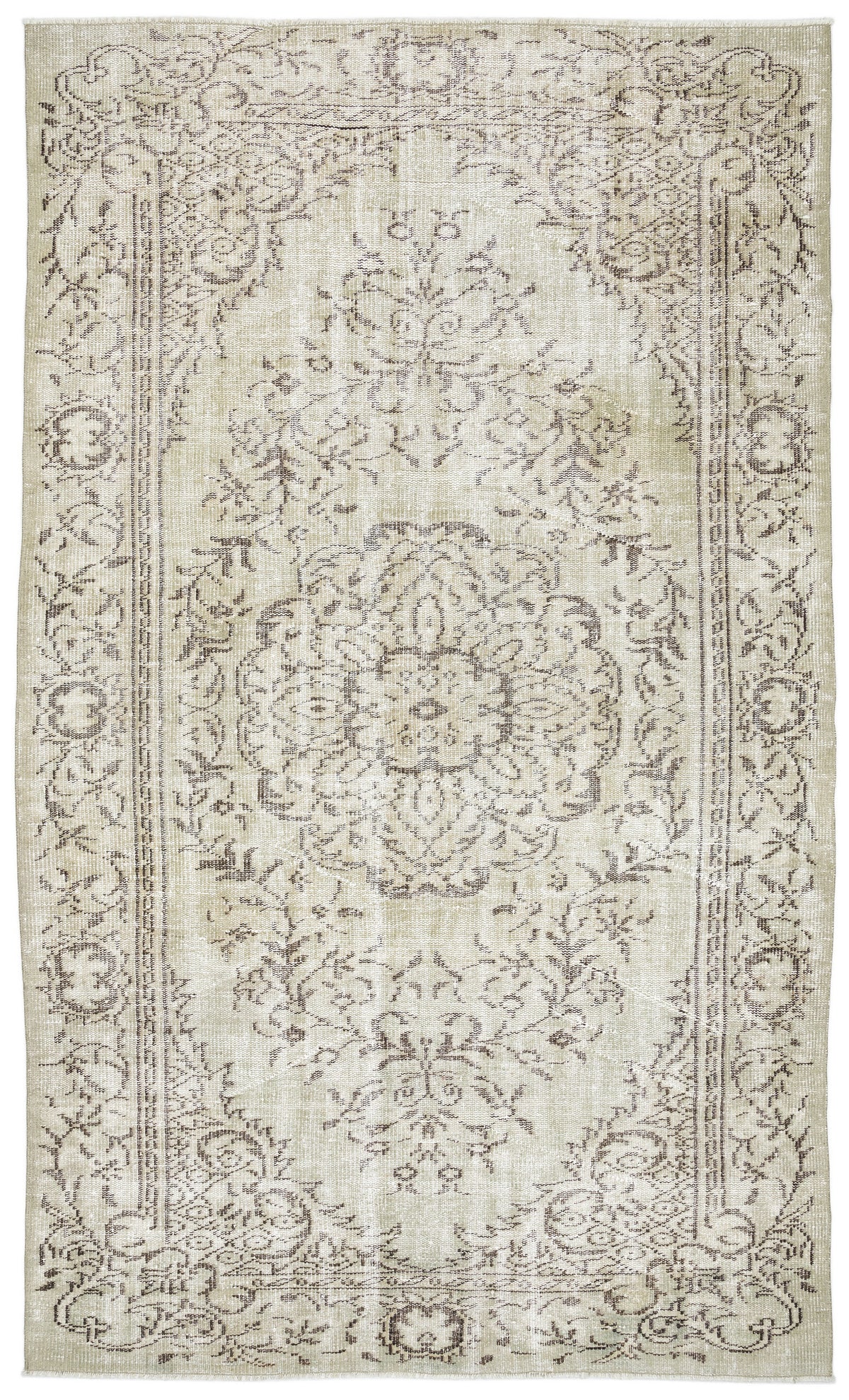 Beige Over Dyed Vintage Rug 5&#39;6&#39;&#39; x 9&#39;4&#39;&#39; ft 168 x 285 cm