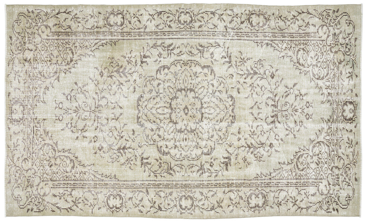 Beige Over Dyed Vintage Rug 5&#39;6&#39;&#39; x 9&#39;4&#39;&#39; ft 168 x 285 cm