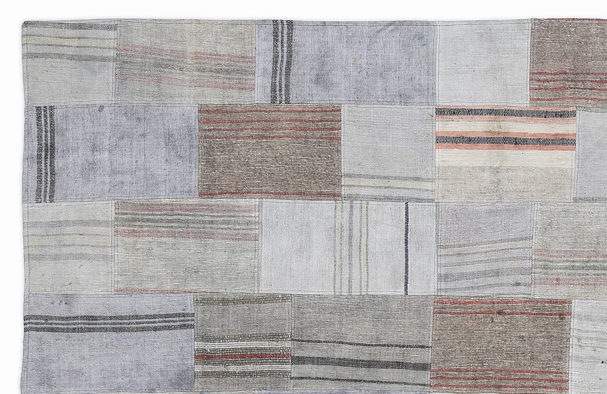 Striped Over Dyed Kilim Patchwork Unique Rug 5&#39;3&#39;&#39; x 7&#39;7&#39;&#39; ft 160 x 230 cm