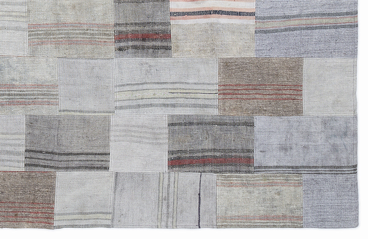 Striped Over Dyed Kilim Patchwork Unique Rug 5&#39;3&#39;&#39; x 7&#39;7&#39;&#39; ft 160 x 230 cm