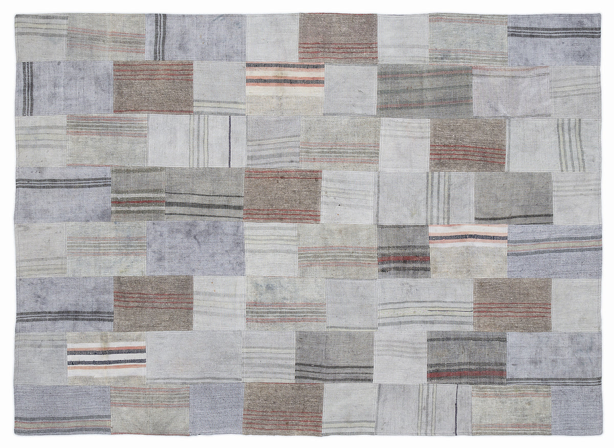 Striped Over Dyed Kilim Patchwork Unique Rug 5&#39;3&#39;&#39; x 7&#39;7&#39;&#39; ft 160 x 230 cm
