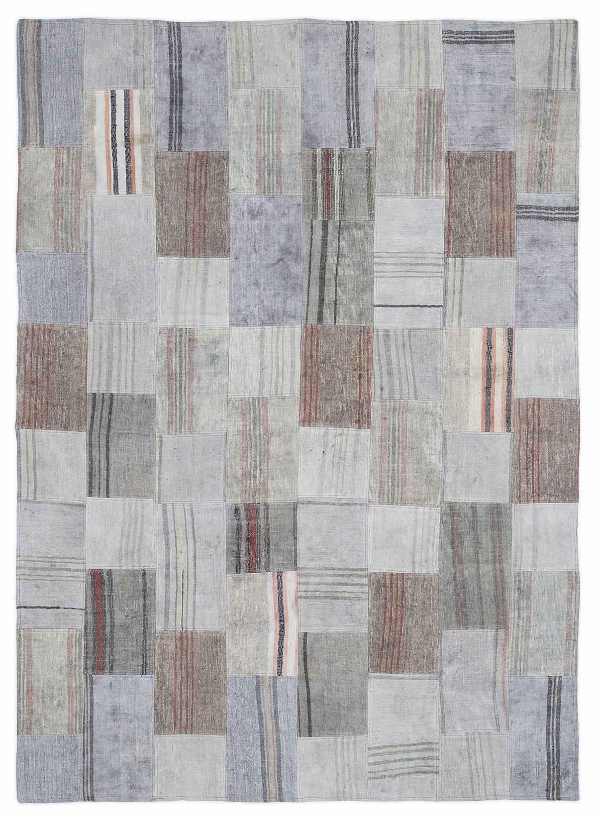 Striped Over Dyed Kilim Patchwork Unique Rug 5&#39;3&#39;&#39; x 7&#39;7&#39;&#39; ft 160 x 230 cm