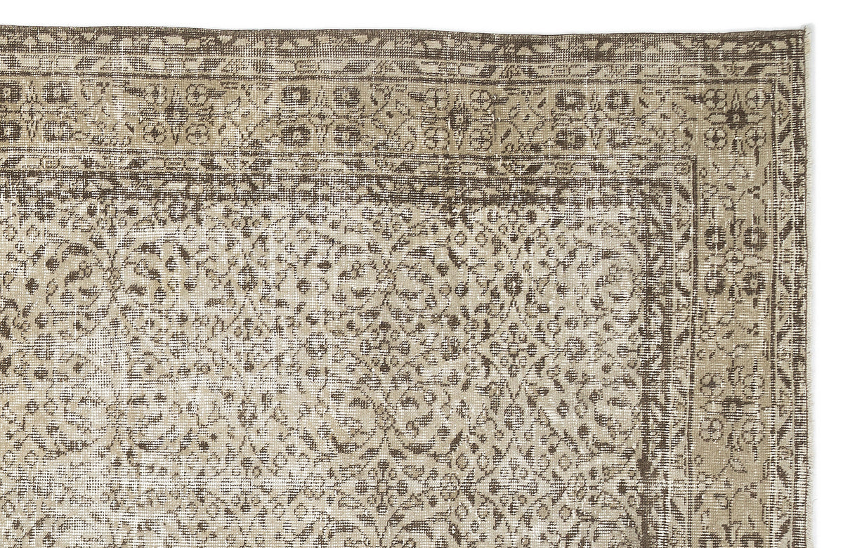 Beige Over Dyed Vintage Rug 6&#39;9&#39;&#39; x 10&#39;5&#39;&#39; ft 205 x 317 cm