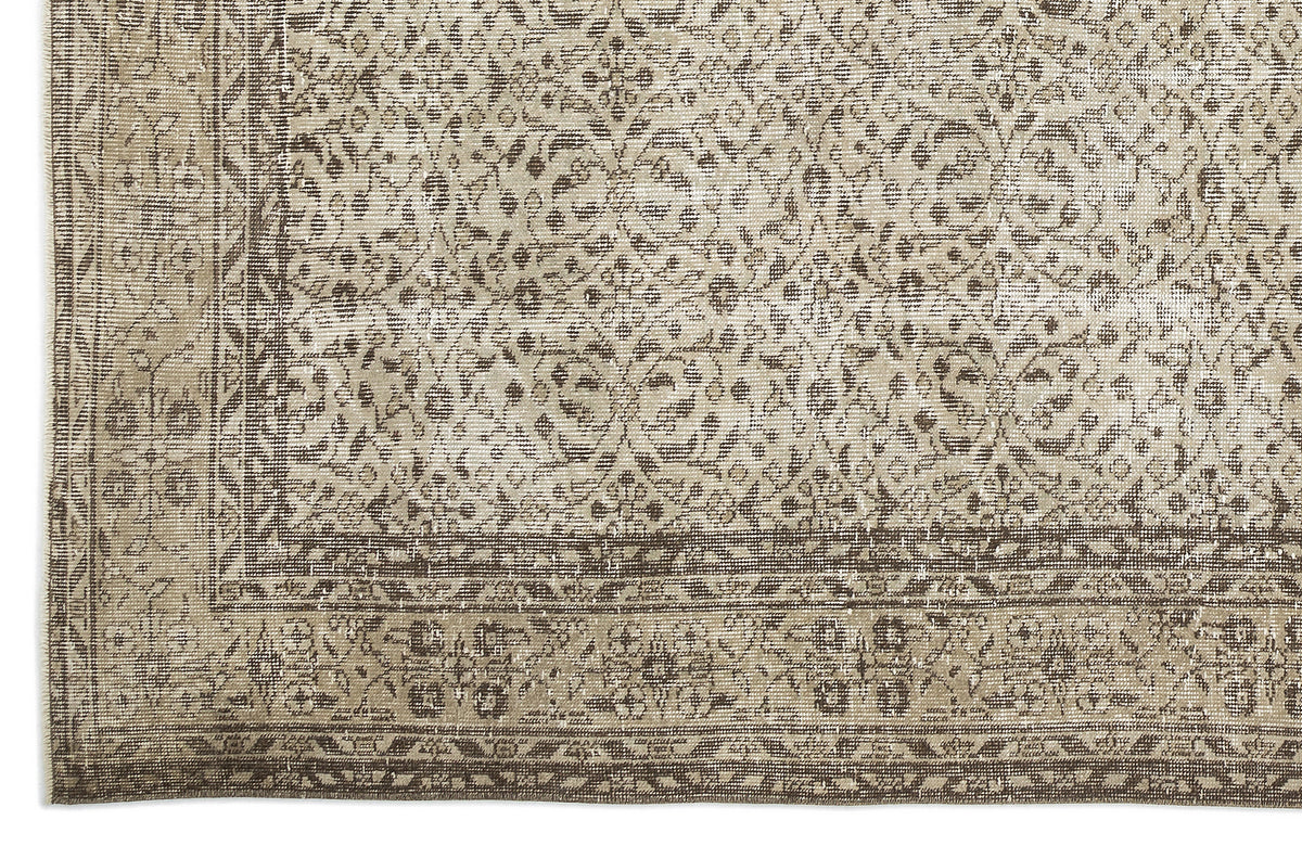 Beige Over Dyed Vintage Rug 6&#39;9&#39;&#39; x 10&#39;5&#39;&#39; ft 205 x 317 cm