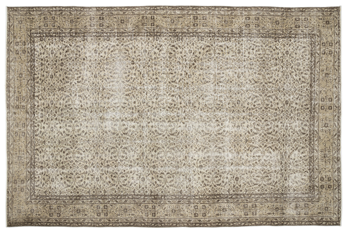 Beige Over Dyed Vintage Rug 6&#39;9&#39;&#39; x 10&#39;5&#39;&#39; ft 205 x 317 cm