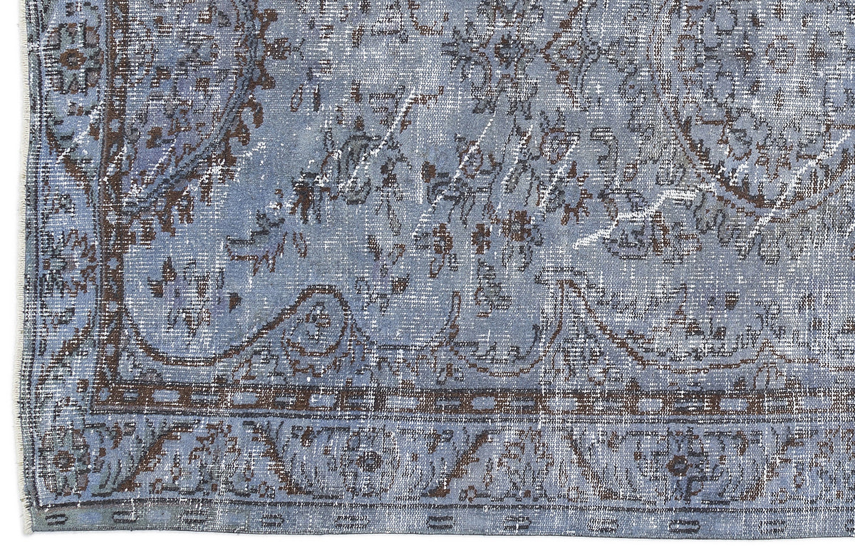 Blue Over Dyed Vintage Rug 5&#39;3&#39;&#39; x 8&#39;10&#39;&#39; ft 160 x 268 cm