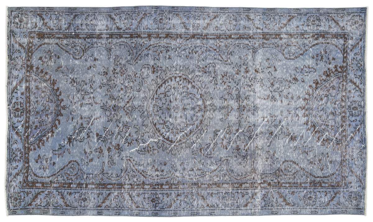 Blue Over Dyed Vintage Rug 5&#39;3&#39;&#39; x 8&#39;10&#39;&#39; ft 160 x 268 cm
