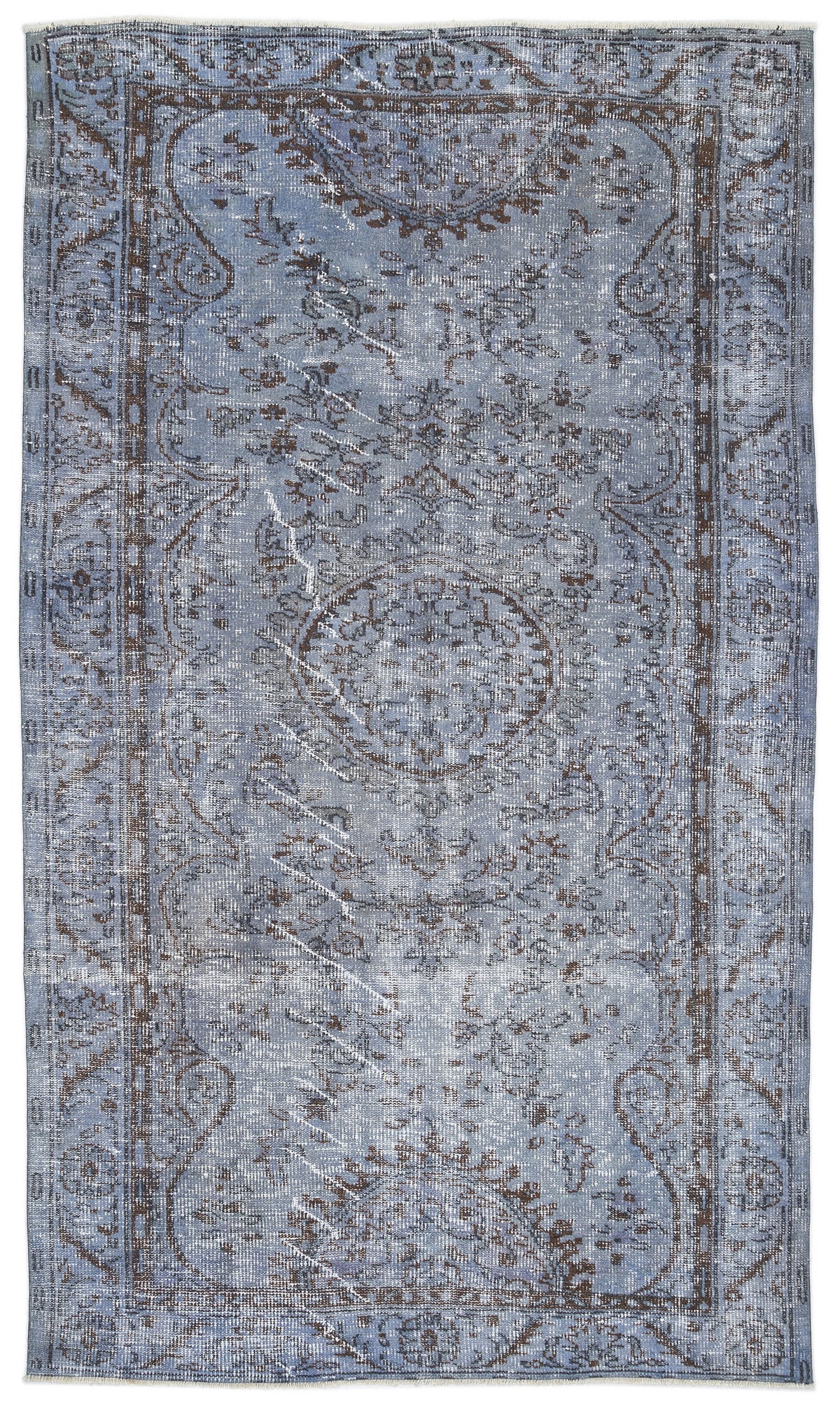 Blue Over Dyed Vintage Rug 5&#39;3&#39;&#39; x 8&#39;10&#39;&#39; ft 160 x 268 cm