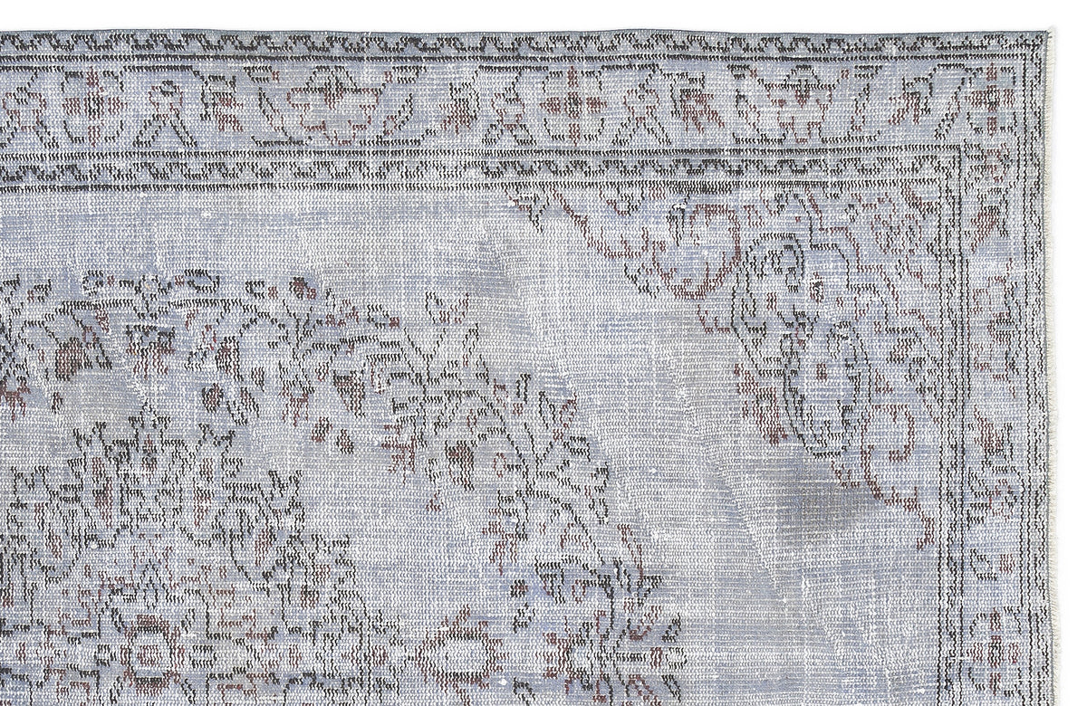 Blue Over Dyed Vintage Rug 5&#39;6&#39;&#39; x 8&#39;5&#39;&#39; ft 167 x 257 cm