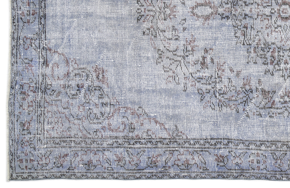 Blue Over Dyed Vintage Rug 5&#39;6&#39;&#39; x 8&#39;5&#39;&#39; ft 167 x 257 cm