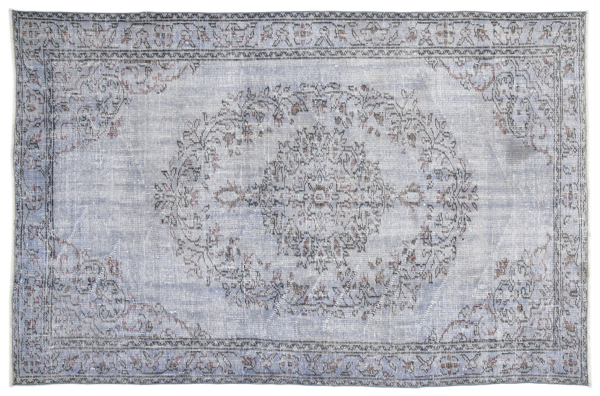 Blue Over Dyed Vintage Rug 5&#39;6&#39;&#39; x 8&#39;5&#39;&#39; ft 167 x 257 cm