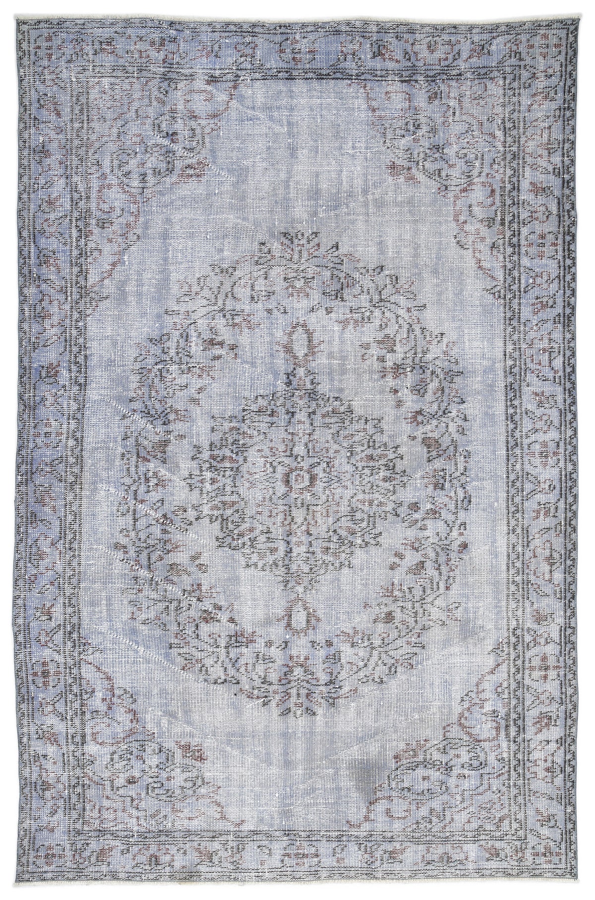 Blue Over Dyed Vintage Rug 5&#39;6&#39;&#39; x 8&#39;5&#39;&#39; ft 167 x 257 cm