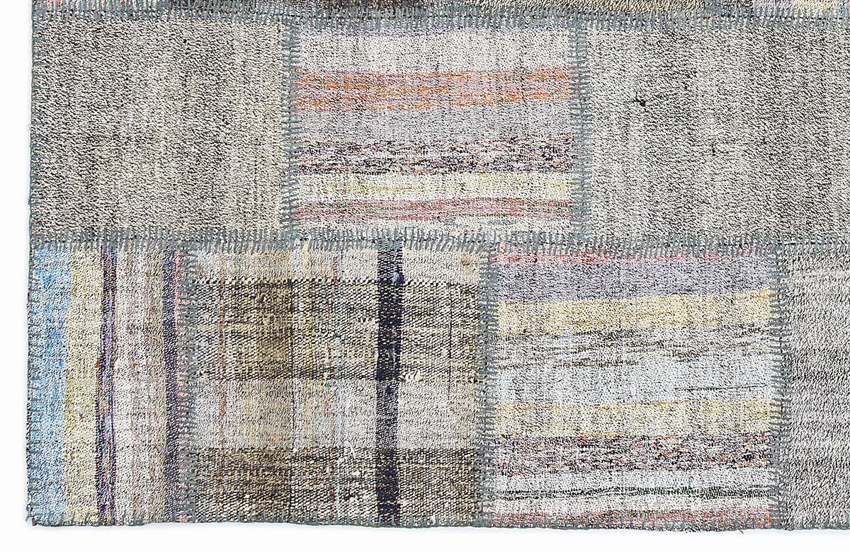Striped Over Dyed Kilim Patchwork Unique Rug 5&#39;3&#39;&#39; x 7&#39;7&#39;&#39; ft 160 x 230 cm