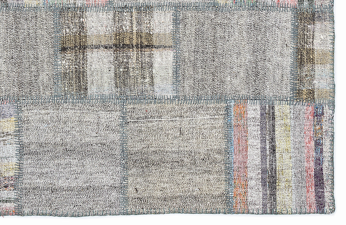 Striped Over Dyed Kilim Patchwork Unique Rug 5&#39;3&#39;&#39; x 7&#39;7&#39;&#39; ft 160 x 230 cm