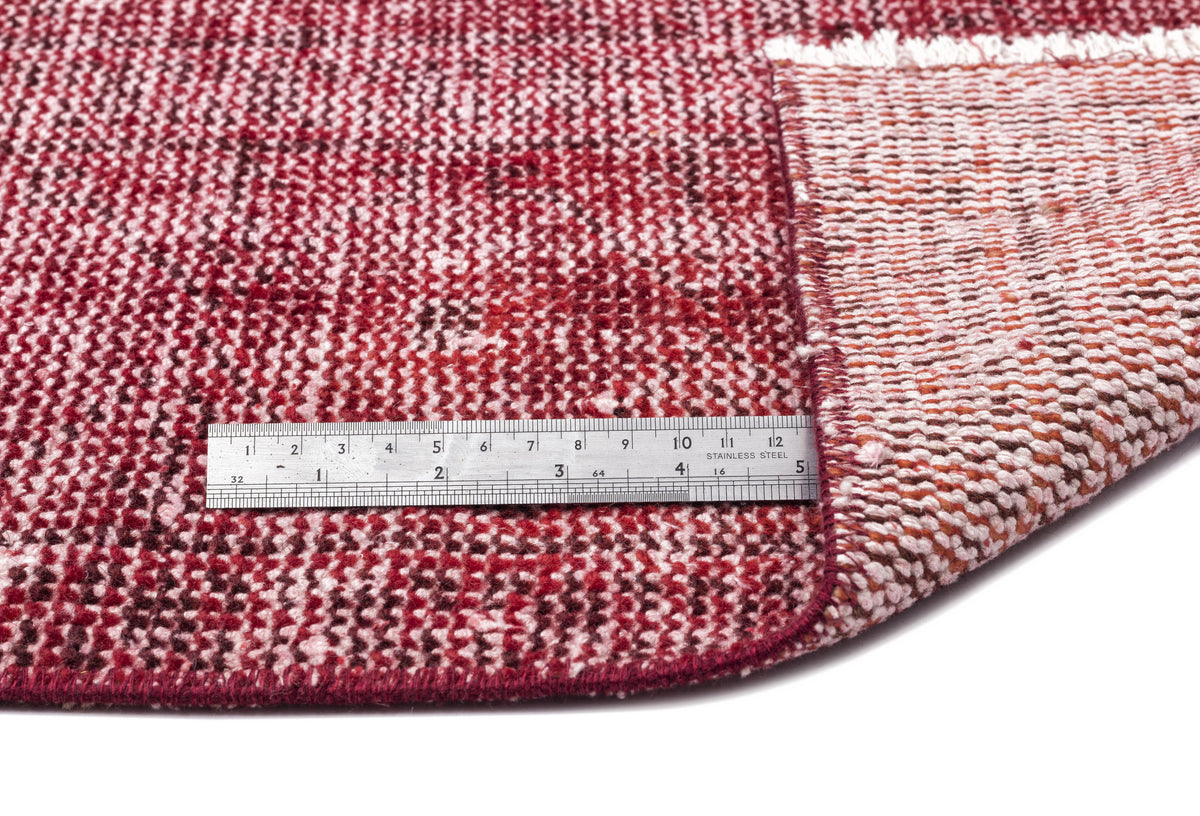Red Over Dyed Vintage Rug 6&#39;4&#39;&#39; x 9&#39;9&#39;&#39; ft 194 x 297 cm