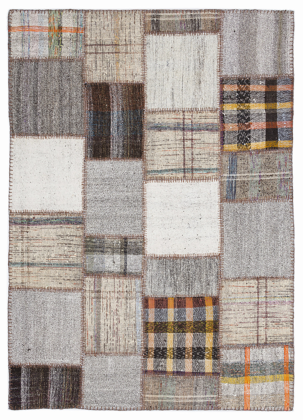 Striped Over Dyed Kilim Patchwork Unique Rug 5&#39;3&#39;&#39; x 7&#39;7&#39;&#39; ft 160 x 230 cm