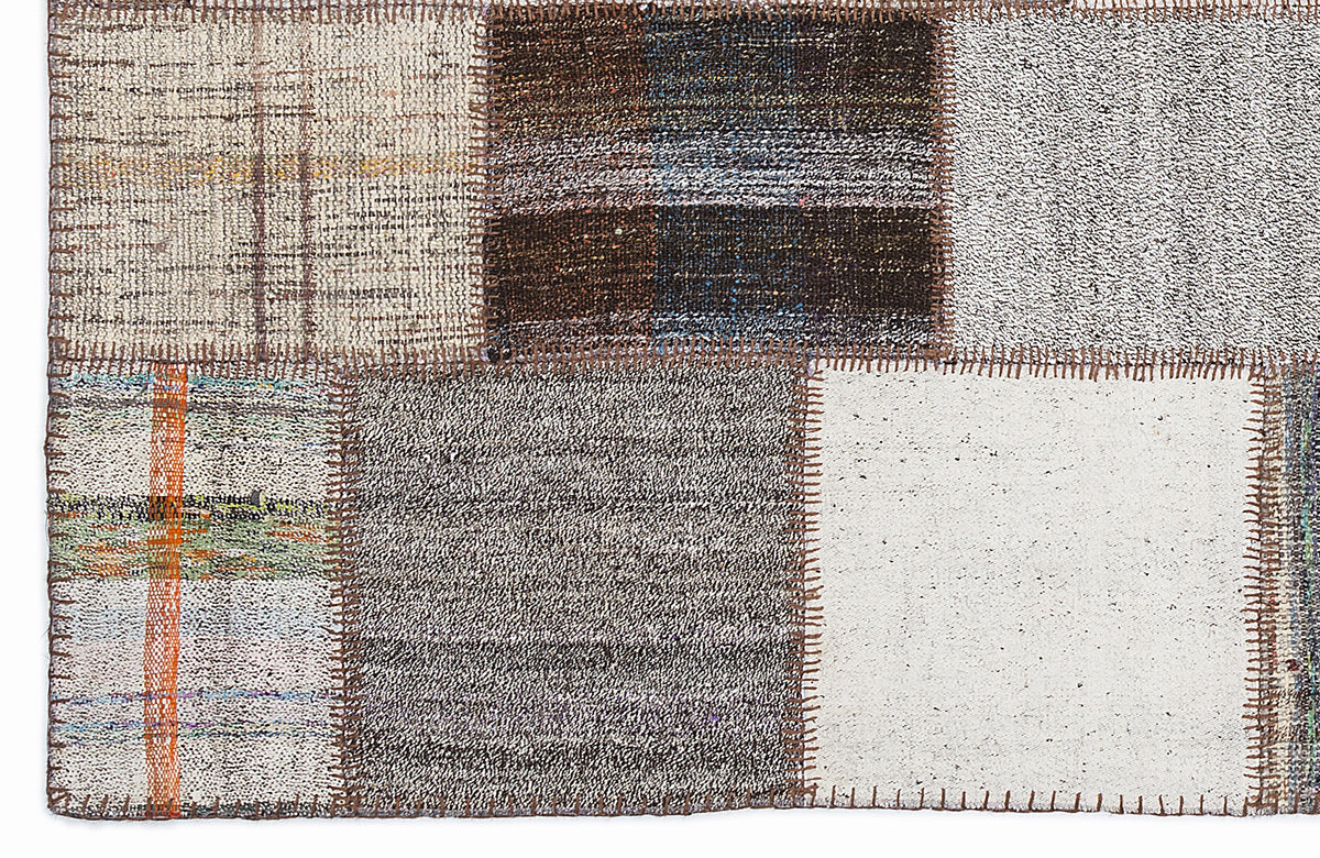 Striped Over Dyed Kilim Patchwork Unique Rug 5&#39;3&#39;&#39; x 7&#39;7&#39;&#39; ft 160 x 230 cm