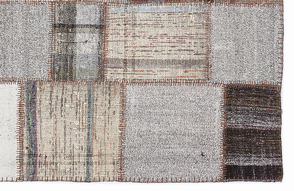 Striped Over Dyed Kilim Patchwork Unique Rug 5&#39;3&#39;&#39; x 7&#39;7&#39;&#39; ft 160 x 230 cm
