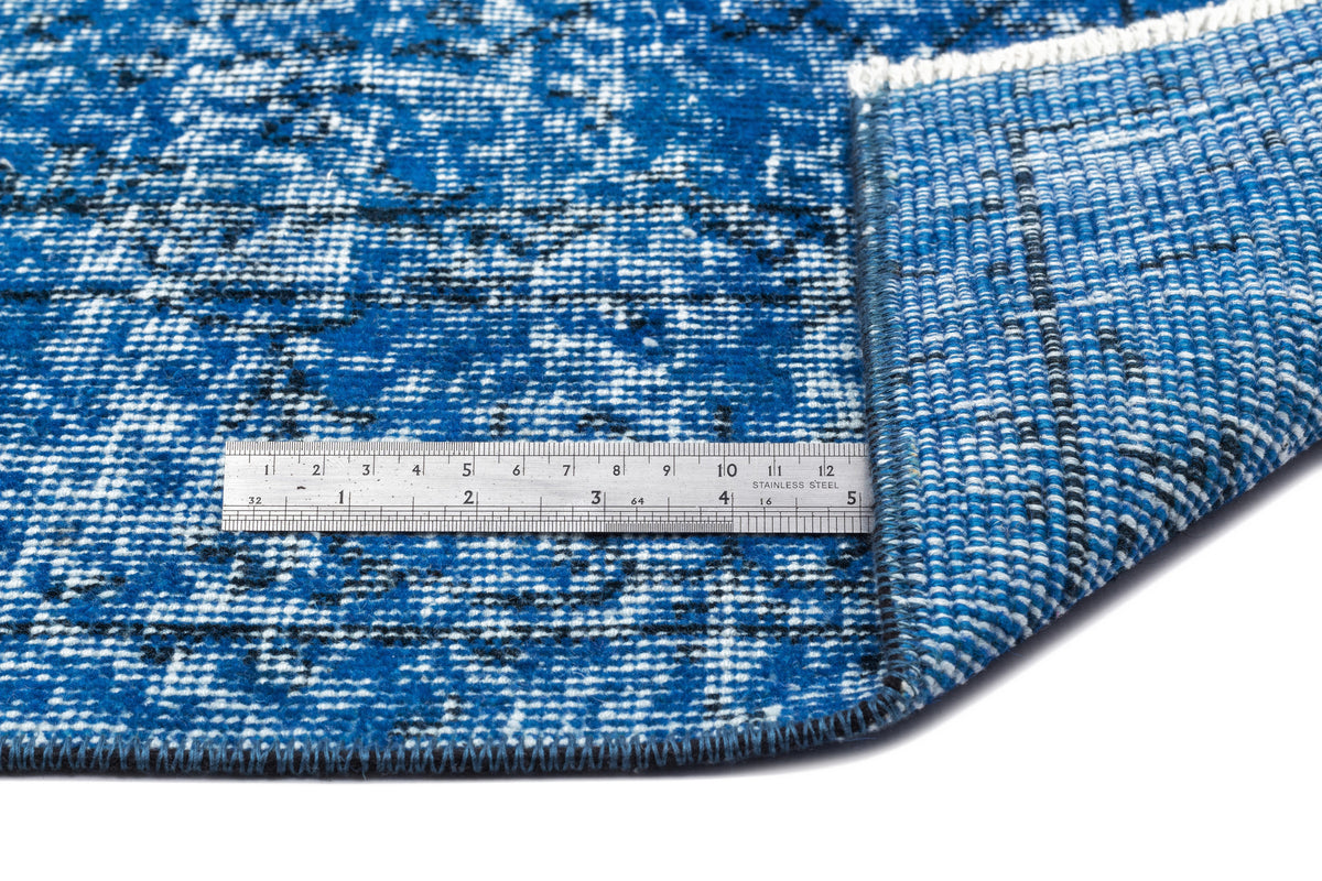 Turquoise  Over Dyed Vintage Rug 4&#39;12&#39;&#39; x 8&#39;5&#39;&#39; ft 152 x 257 cm